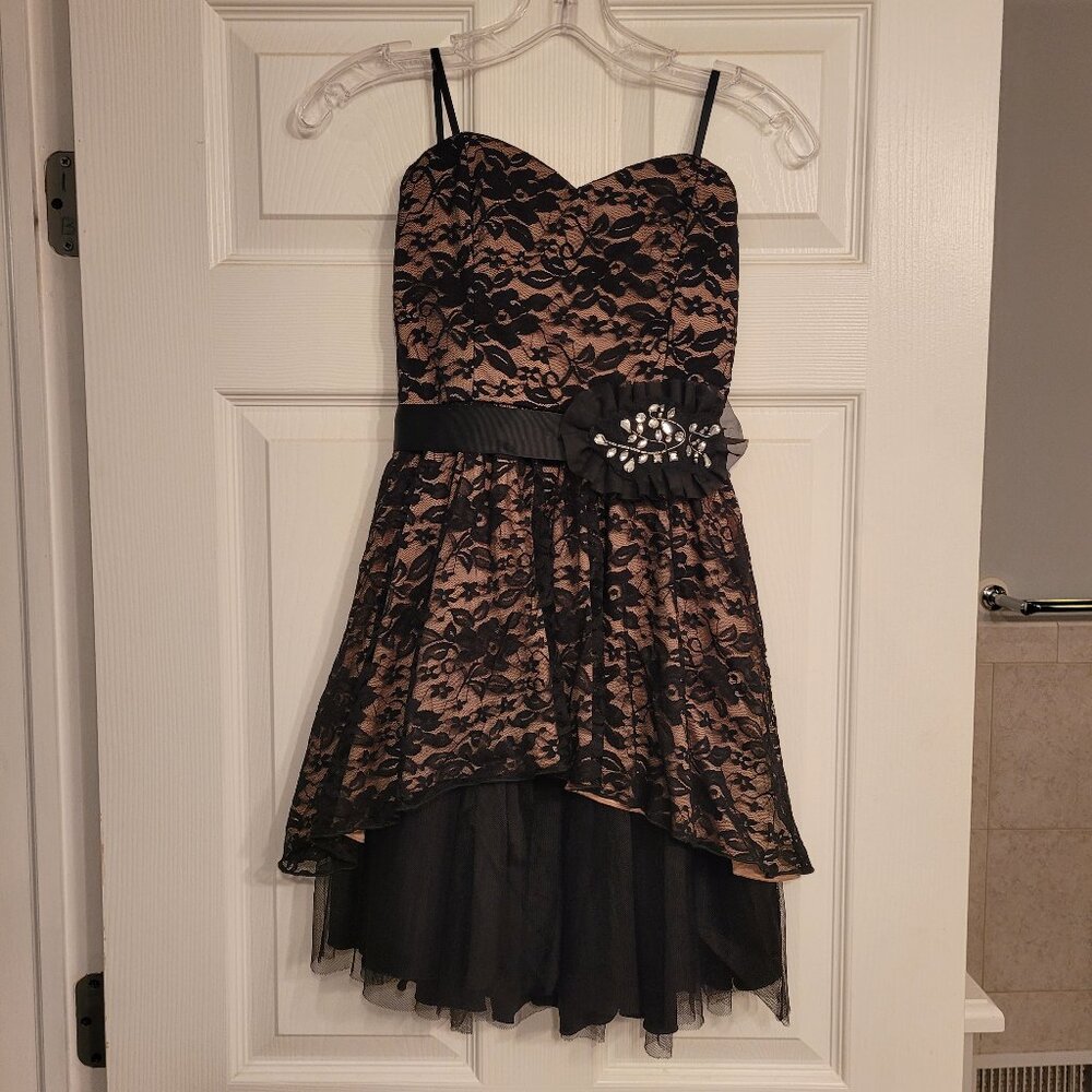 Strapless lace mini dress